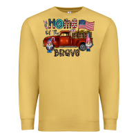 Antique Gold home of the brave Premium Sweatshirt - CowhideDigitalArt
