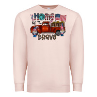 Pale Pink home of the brave Premium Sweatshirt - CowhideDigitalArt