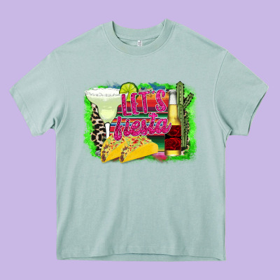 Let's Fiesta Heavy Core Tee Designed By Cowhidedigitalart