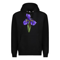 Black Iris Flower Illustrations Premium Hoodie - LillyAllenDesigns