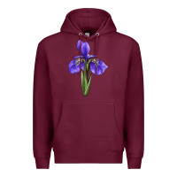 Burgundy Iris Flower Illustrations Premium Hoodie - LillyAllenDesigns