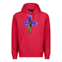 Cardinal Iris Flower Illustrations Premium Hoodie - LillyAllenDesigns