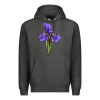 Charcoal Heather Iris Flower Illustrations Premium Hoodie - LillyAllenDesigns
