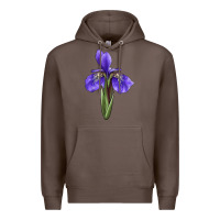 Coffee Iris Flower Illustrations Premium Hoodie - LillyAllenDesigns
