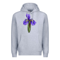 Heather Grey Iris Flower Illustrations Premium Hoodie - LillyAllenDesigns