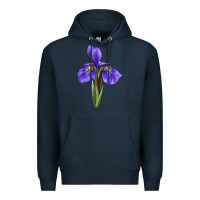 Navy Iris Flower Illustrations Premium Hoodie - LillyAllenDesigns