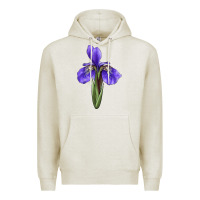 Oatmeal Heather Iris Flower Illustrations Premium Hoodie - LillyAllenDesigns