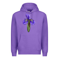 Purple Iris Flower Illustrations Premium Hoodie - LillyAllenDesigns