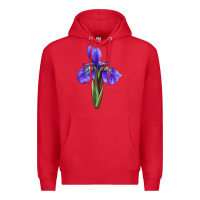 Red Iris Flower Illustrations Premium Hoodie - LillyAllenDesigns