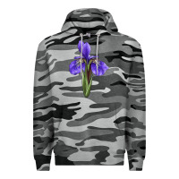 Slate Camo Iris Flower Illustrations Premium Hoodie - LillyAllenDesigns