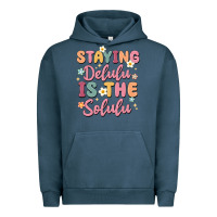 Pigment Midnight Navy staying delulu is the solulu Urban Hoodie - MaliasSmallBusiness