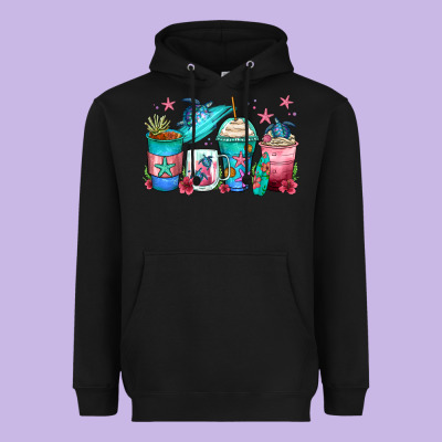 Turtle Coffee Cups Heavyweight Hoodie Designed By Zillion Design Studio