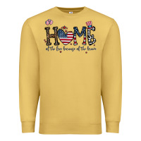 Antique Gold home of the free beacuse of the brave Premium Sweatshirt - CowhideDigitalArt