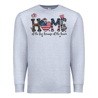 Heather Grey home of the free beacuse of the brave Premium Sweatshirt - CowhideDigitalArt