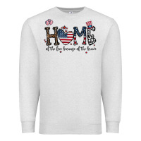 Oatmeal Heather home of the free beacuse of the brave Premium Sweatshirt - CowhideDigitalArt
