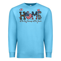 Ocean Blue home of the free beacuse of the brave Premium Sweatshirt - CowhideDigitalArt