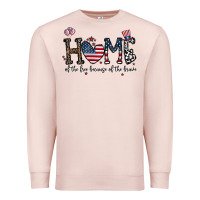Pale Pink home of the free beacuse of the brave Premium Sweatshirt - CowhideDigitalArt