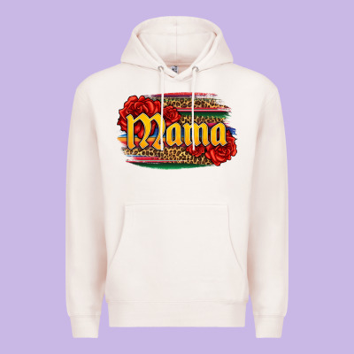 Latina Mama With Serape And Roses Premium Hoodie Designed By Jasminsmagicworld