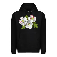 Black Hawthorn Flower Illustrations Premium Hoodie - LillyAllenDesigns
