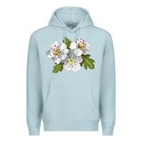 Blue Mist Hawthorn Flower Illustrations Premium Hoodie - LillyAllenDesigns