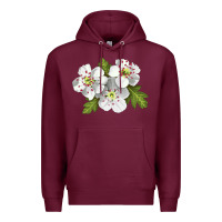Burgundy Hawthorn Flower Illustrations Premium Hoodie - LillyAllenDesigns