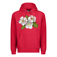 Cardinal Hawthorn Flower Illustrations Premium Hoodie - LillyAllenDesigns
