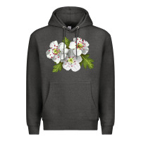 Charcoal Heather Hawthorn Flower Illustrations Premium Hoodie - LillyAllenDesigns