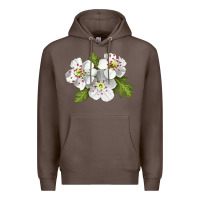 Coffee Hawthorn Flower Illustrations Premium Hoodie - LillyAllenDesigns