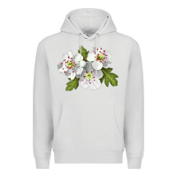 Dove Grey Hawthorn Flower Illustrations Premium Hoodie - LillyAllenDesigns