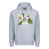 Heather Grey Hawthorn Flower Illustrations Premium Hoodie - LillyAllenDesigns