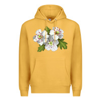 Mustard Hawthorn Flower Illustrations Premium Hoodie - LillyAllenDesigns