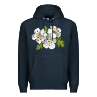 Navy Hawthorn Flower Illustrations Premium Hoodie - LillyAllenDesigns