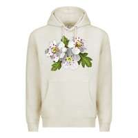 Oatmeal Heather Hawthorn Flower Illustrations Premium Hoodie - LillyAllenDesigns