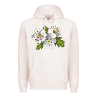 Pale Pink Hawthorn Flower Illustrations Premium Hoodie - LillyAllenDesigns
