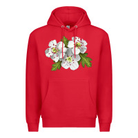 Red Hawthorn Flower Illustrations Premium Hoodie - LillyAllenDesigns
