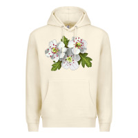 Sandshell Hawthorn Flower Illustrations Premium Hoodie - LillyAllenDesigns