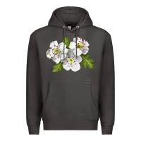Smoke Hawthorn Flower Illustrations Premium Hoodie - LillyAllenDesigns