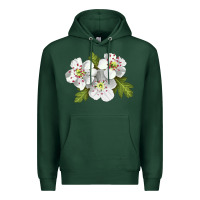 Sports Green Hawthorn Flower Illustrations Premium Hoodie - LillyAllenDesigns