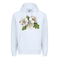 White Hawthorn Flower Illustrations Premium Hoodie - LillyAllenDesigns