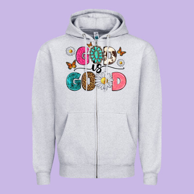 God Is Good Zipper Hoodie Designed By Texasbilliewilder