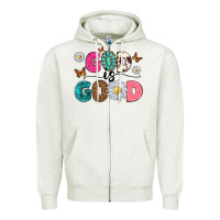 Oatmeal Heather god is good Zipper Hoodie - texasbilliewilder