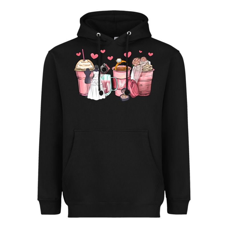 Wedding Bride Coffee Cups Heavyweight Hoodie by Zillion Design Studio | Teevron