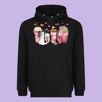 Wedding Bride Coffee Cups Heavyweight Hoodie Designed By Zillion Design Studio