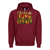Burgundy celebrate juneteenth Zipper Hoodie - Zillion Design Studio