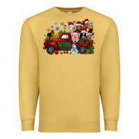 Antique Gold christmas farm animals truck Premium Sweatshirt - RacoonDesign