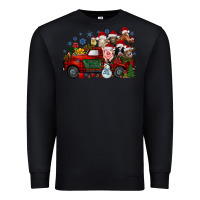 Black christmas farm animals truck Premium Sweatshirt - RacoonDesign