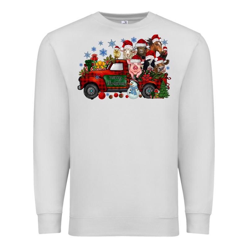 Christmas Farm Animals Truck Premium Sweatshirt by RacoonDesign | Teevron