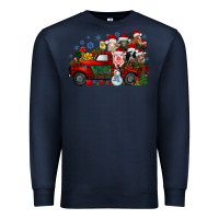 Navy christmas farm animals truck Premium Sweatshirt - RacoonDesign