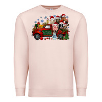 Pale Pink christmas farm animals truck Premium Sweatshirt - RacoonDesign