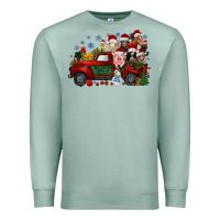 Seafoam christmas farm animals truck Premium Sweatshirt - RacoonDesign